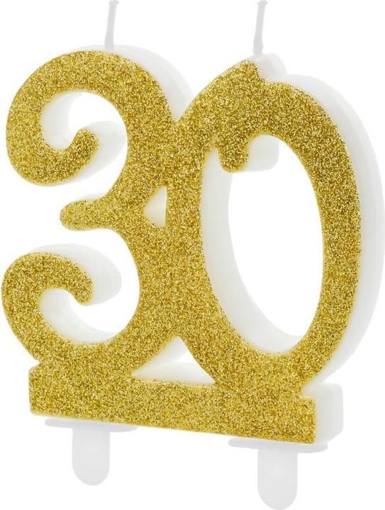 Image du produit Partydeco Bougie d'anniversaire 30 avec paillettes (1 x)