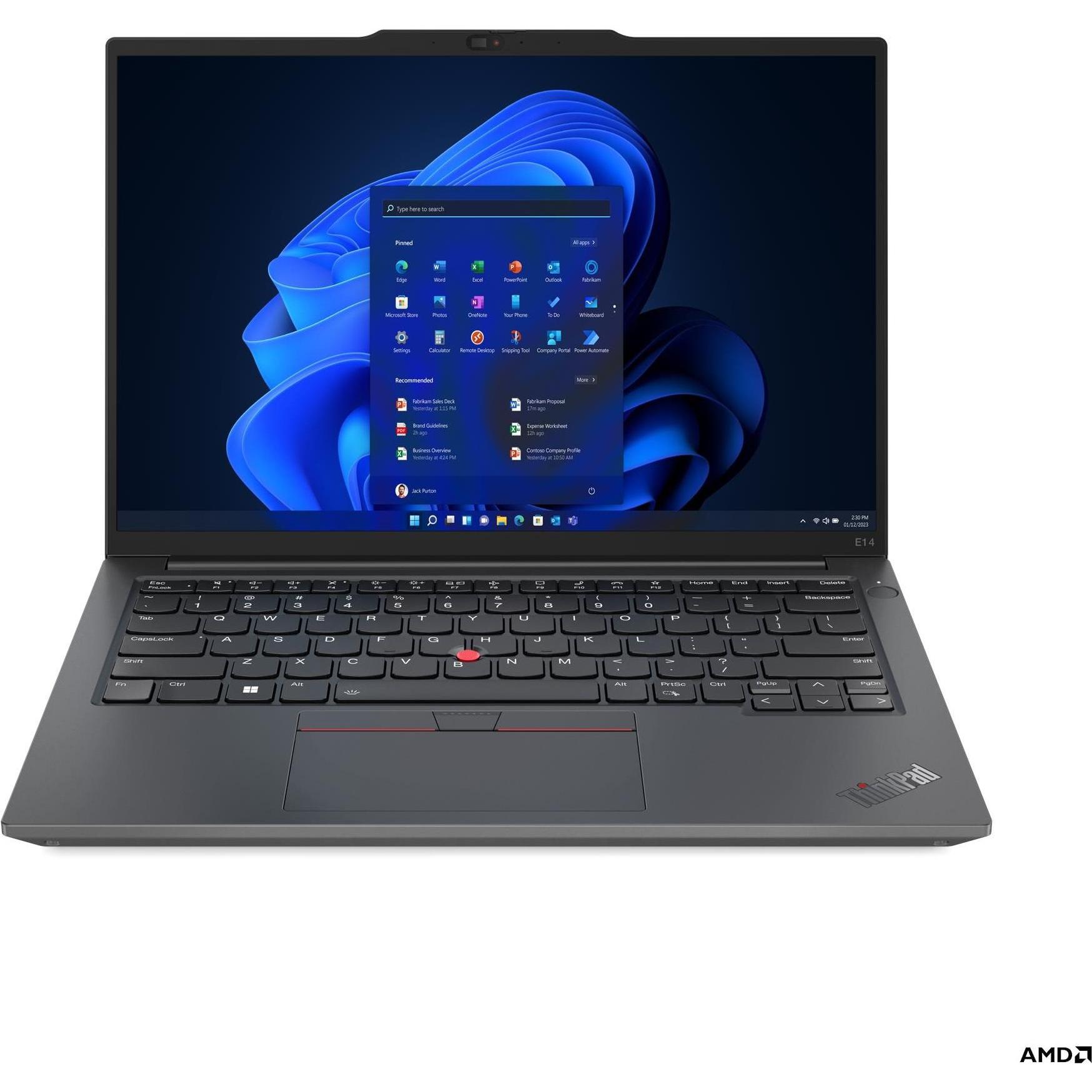 Lenovo ThinkPad E14 Gen 5 (14", AMD Ryzen 5 7430U, 16 GB, 512 GB, DE), Notebook, Schwarz