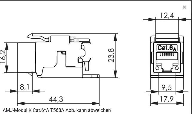 Actual product image Telegärtner CAT 6a Keystone UniversalModule according to EIA/TIA 568A (Keystone module)