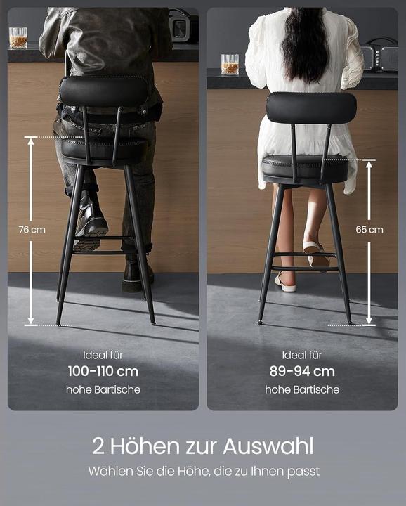 Actual product image Vasagle Barhocker 2er Set 54 x 90.5 cm, Schwarz