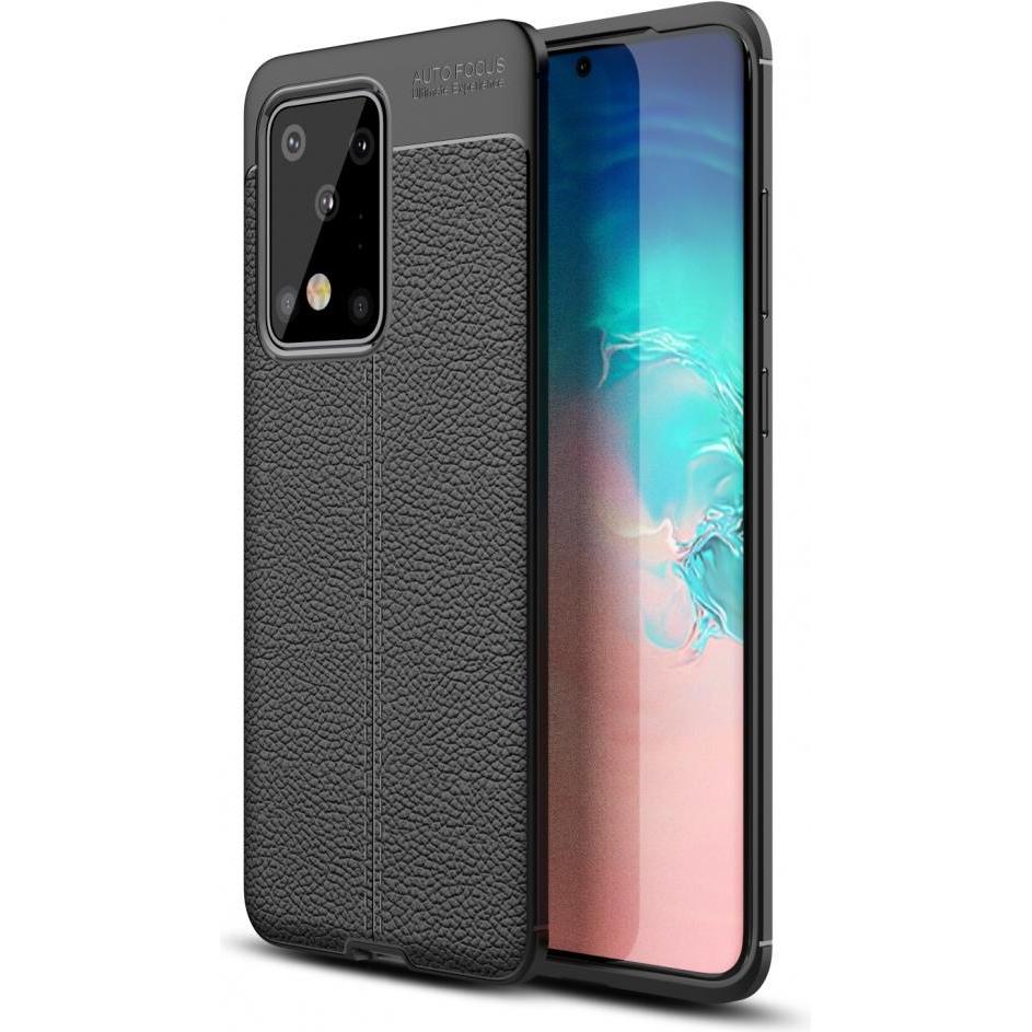 Screenguard Samsung Galaxy S20 Ultra Hülle Leather Design TPU Cover (Samsung Galaxy S20 Ultra), Smartphone Hülle, Schwar...