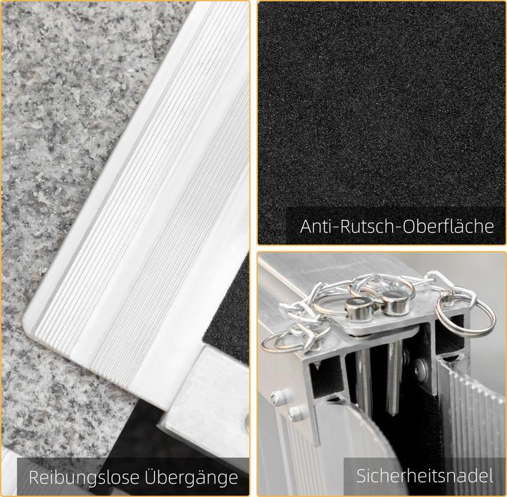 Immagine prodotto Homcom Rollstuhlrampe Aluminum, Kunststoff Silber+Schwarz