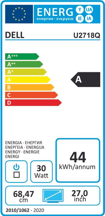 Energie-Label Dell UltraSharp U2718Q (3840 x 2160 Pixel, 27")
