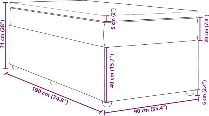 Image du produit vidaXL Boxspringbett (90 x 190 cm)