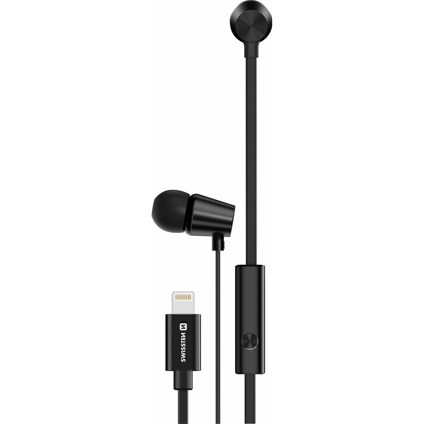Swissten Earbuds DYNAMIC Lightning YS500 (keine Geräuschunterdrückung, Kabelgebunden), Kopfhörer, Schwarz