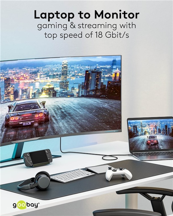 Produktbild Goobay USB-C-auf-HDMI-Kabel 4K @ 60 Hz, 1 m, schwarz (1 m, HDMI)