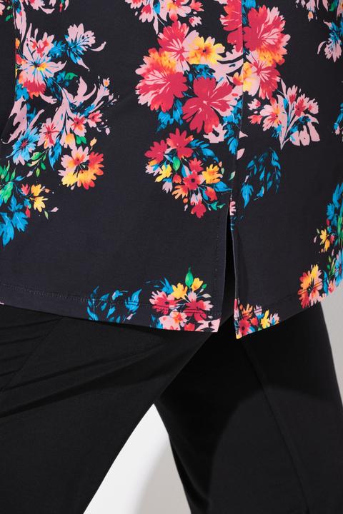 Actual product image Ulla Popken Floral Matte Jersey Short Sleeve Knit Swing Tunic (62)