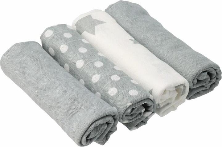 Actual product image New Baby Neu Baby Softy gedruckt Baumwolle Windeln 70 x 70 cm 4 Stück weiss und weiss (70 cm)