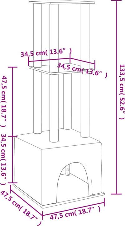 Produktbild vidaXL Kratzbaum (133.50 cm, Dunkelgrau)