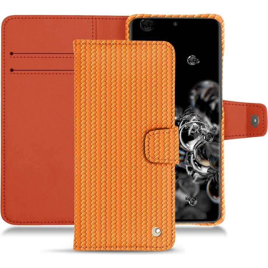 Noreve Lederschutzhülle Wallet (Samsung Galaxy S20 Ultra 5G), Smartphone Hülle, Orange