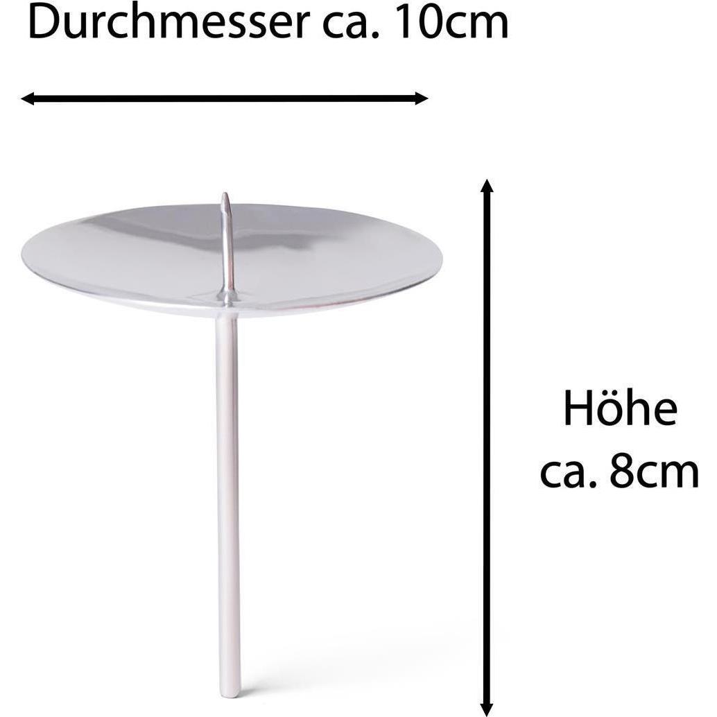 Novaliv, Kerzenständer, 8x Kerzenhalter Stumpenkerzen mit Dorn 10cm SILBER Kerzenteller Adventskerzenhalter