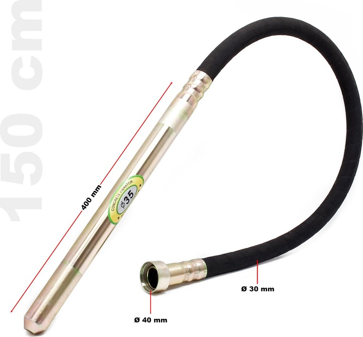 Immagine prodotto Wiltec Vibratore elettrico portatile per calcestruzzo da 580 W con bottiglia vibrante da 150 cm inclusa