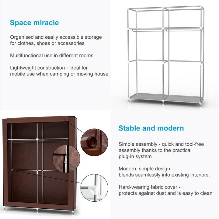 Image du produit Intirilife Armoire 108x45x170 cm en BIBER BRAUN (108 x 45 x 170 cm)
