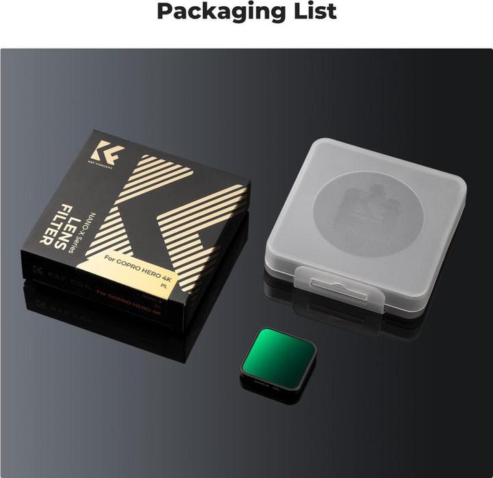 Actual product image K&F Concept CPL Filter, Anti-Scratch on One Side, with 3pcs Cleaning Cloth, For GOPRO Hero 4K