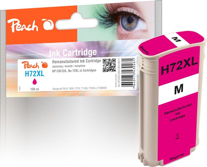 Image du produit Peach Encre HP C9372A, 72XL magenta (M)