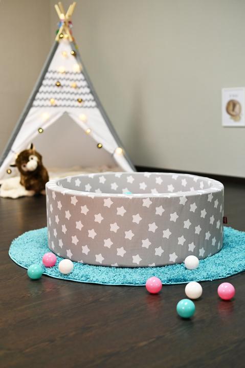 Actual product image Knorrtoys Bällebad soft - "Grey white stars" - 300 balls rose/creme/lightblue (ca. 6cm Durchmesser)