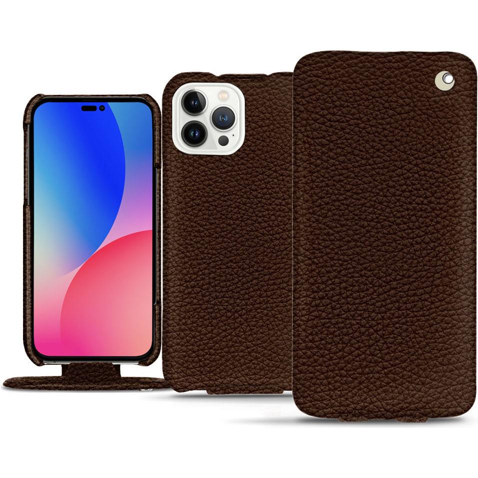 Noreve Lederschutzhülle vertikal (Apple iPhone 14 Pro Max), Smartphone Hülle, Braun