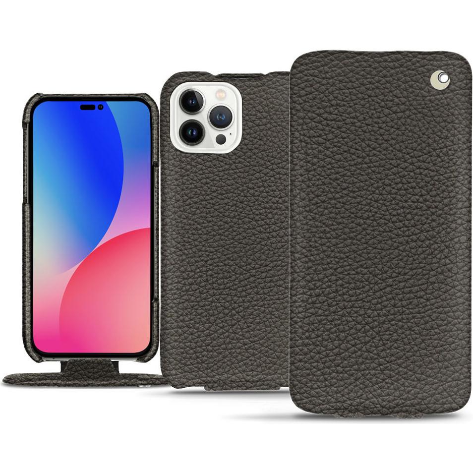 Noreve Lederschutzhülle vertikal (Apple iPhone 14 Pro Max), Smartphone Hülle, Grau