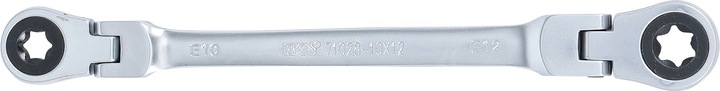 Produktbild BGS Doppel-Ratschen-Ringschlüssel | abwinkelbar | mit E-Profil Ringköpfen | SW E10 x E12