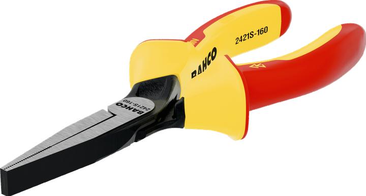 Actual product image Bahco ERGO flat nose pliers with opening spring, two-component handles, long jaws, chrome-plated (140 mm)