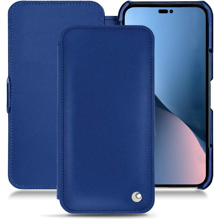 Noreve Lederschutzhülle horizontal (Apple iPhone 14 Plus), Smartphone Hülle, Blau