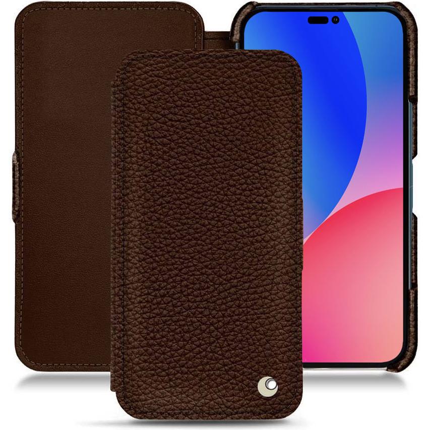Noreve Lederschutzhülle horizontal (Apple iPhone 14 Pro Max), Smartphone Hülle, Braun