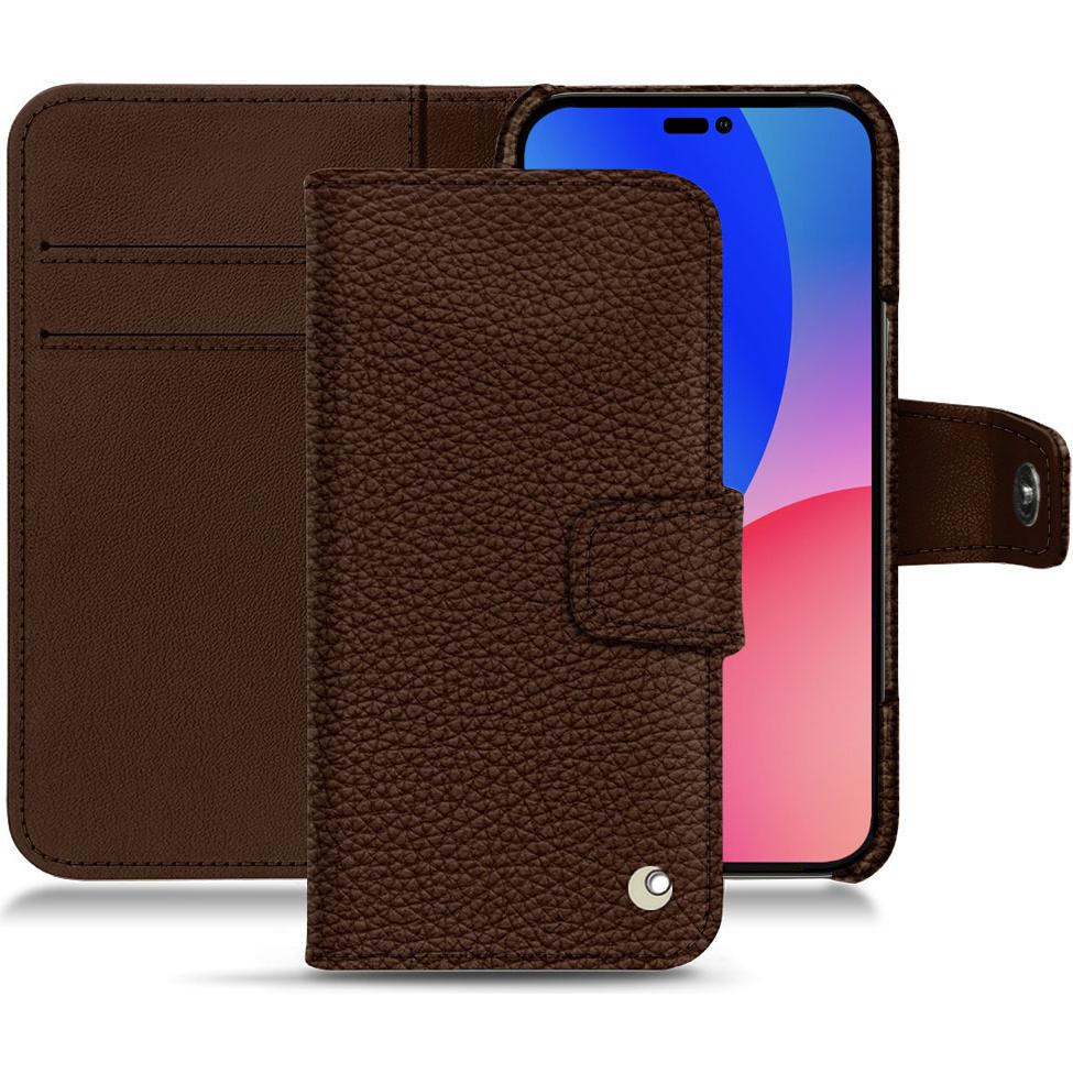 Noreve Lederschutzhülle Wallet (Apple iPhone 14 Pro Max), Smartphone Hülle, Braun