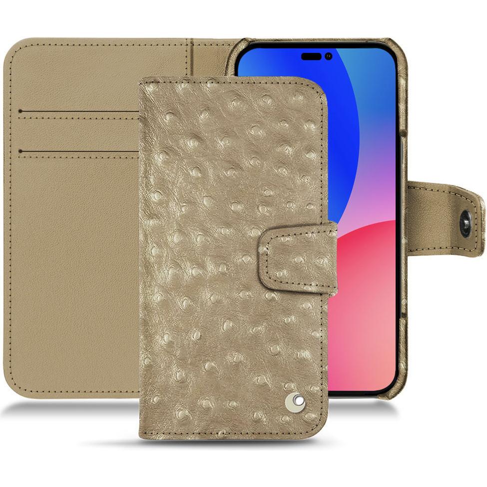 Noreve Lederschutzhülle Wallet (Apple iPhone 14 Pro Max), Smartphone Hülle, Beige