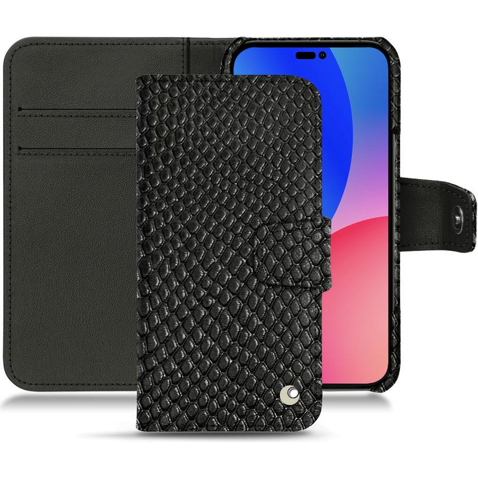Noreve Lederschutzhülle Wallet (Apple iPhone 14 Pro Max), Smartphone Hülle, Schwarz