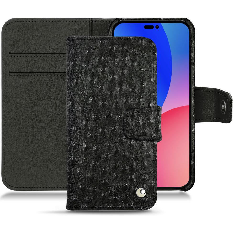Noreve Lederschutzhülle Wallet (Apple iPhone 14 Pro Max), Smartphone Hülle, Schwarz