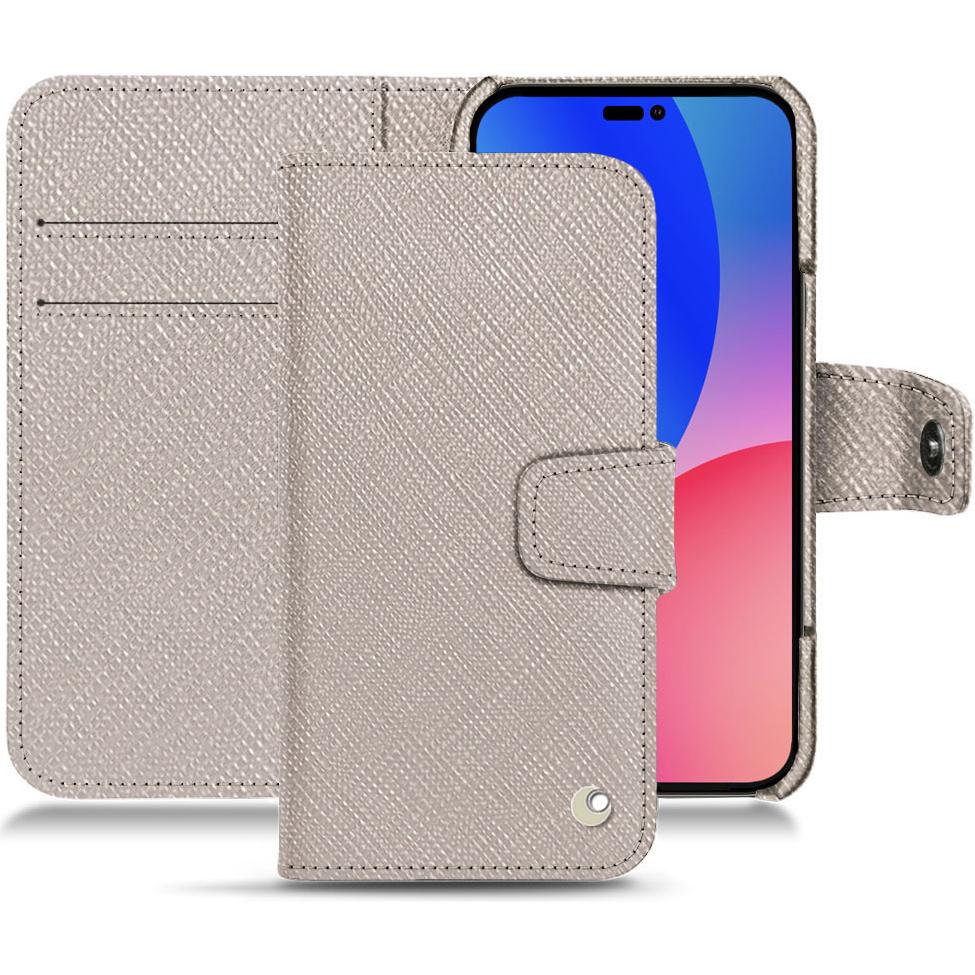 Noreve Lederschutzhülle Wallet (Apple iPhone 14 Pro Max), Smartphone Hülle, Beige