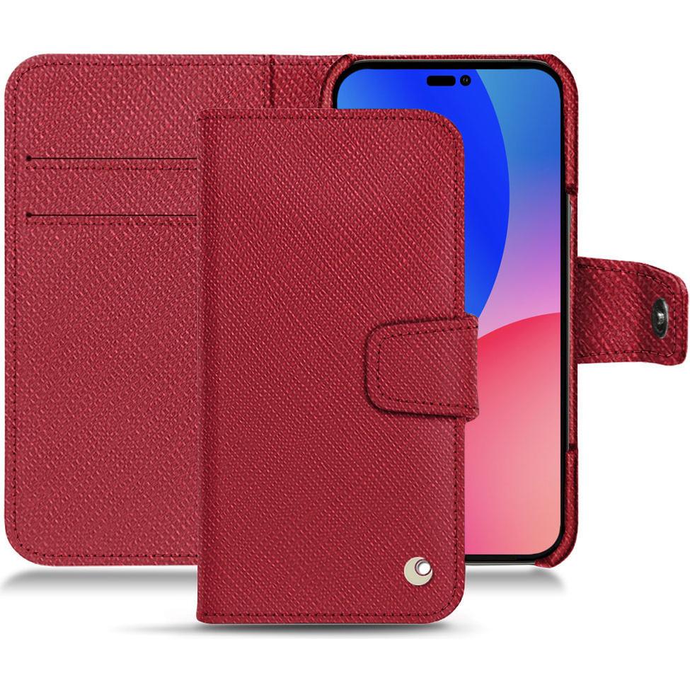 Noreve Lederschutzhülle Wallet (Apple iPhone 14 Pro Max), Smartphone Hülle, Rot
