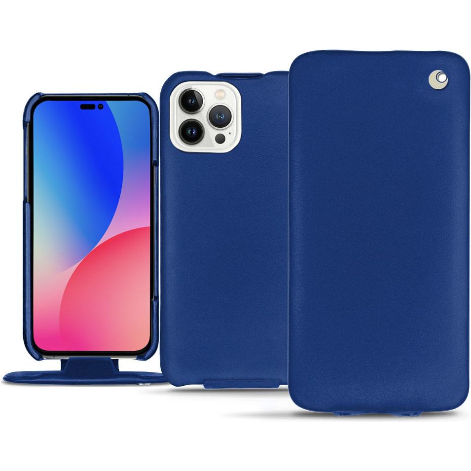 Noreve Lederschutzhülle vertikal (Apple iPhone 14 Pro Max), Smartphone Hülle, Blau