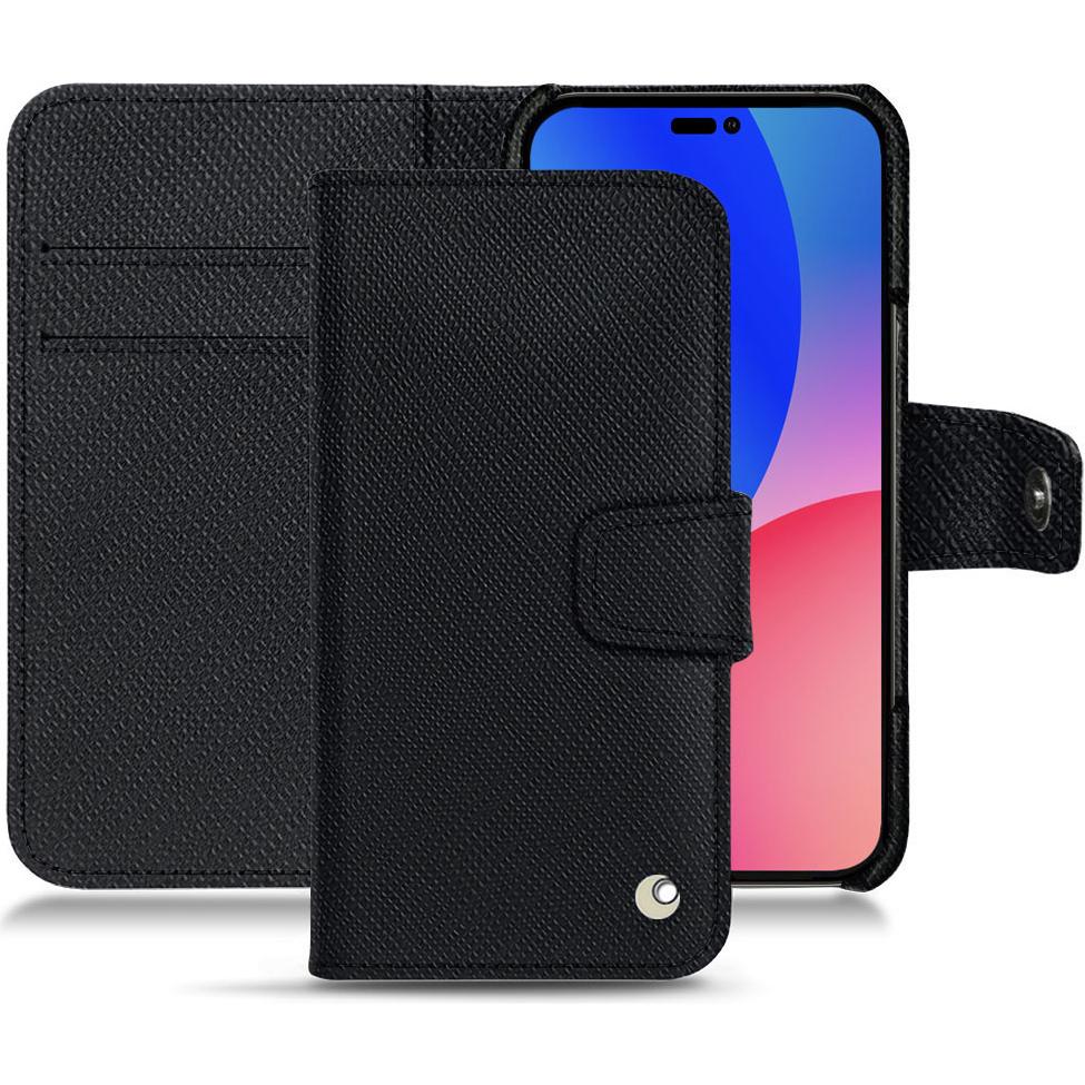 Noreve Lederschutzhülle Wallet (Apple iPhone 14 Pro Max), Smartphone Hülle, Schwarz