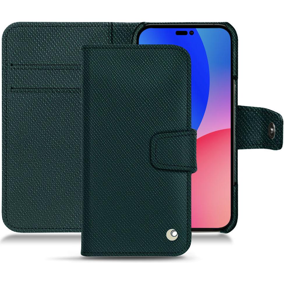 Noreve Lederschutzhülle Wallet (Apple iPhone 14 Pro Max), Smartphone Hülle, Grün