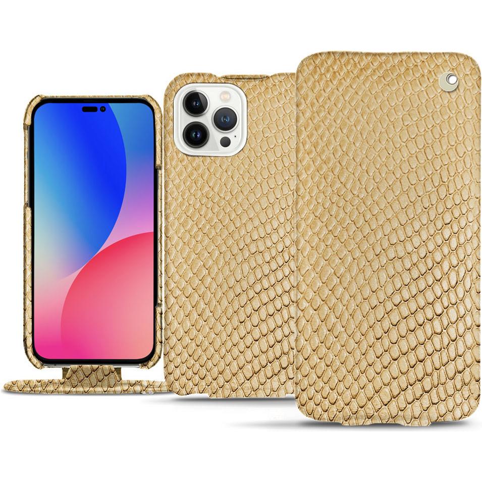 Noreve Lederschutzhülle vertikal (Apple iPhone 14 Pro Max), Smartphone Hülle, Beige