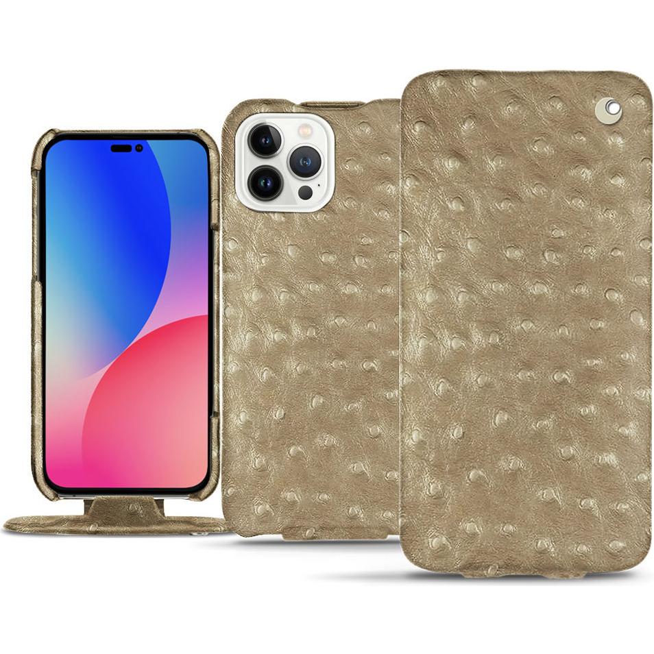 Noreve Lederschutzhülle vertikal (Apple iPhone 14 Pro Max), Smartphone Hülle, Beige