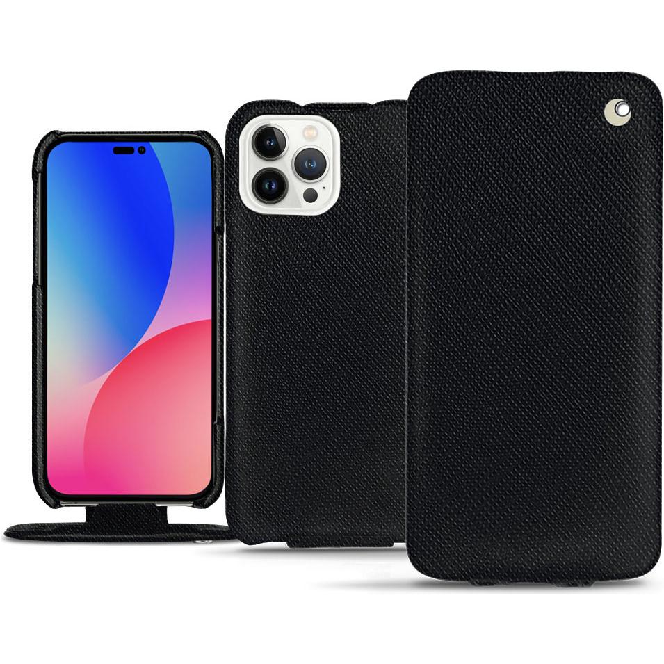 Noreve Lederschutzhülle vertikal (Apple iPhone 14 Pro Max), Smartphone Hülle, Schwarz