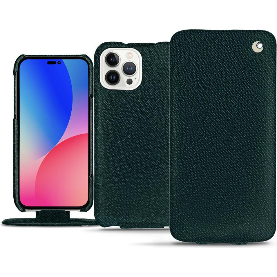 Noreve Lederschutzhülle vertikal (Apple iPhone 14 Pro Max), Smartphone Hülle, Grün