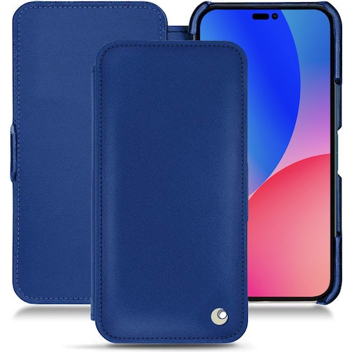 Noreve Lederschutzhülle horizontal (Apple iPhone 14 Pro Max), Smartphone Hülle, Blau