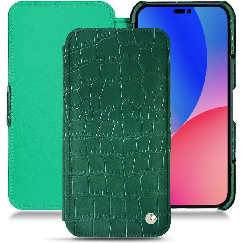 Noreve Lederschutzhülle horizontal (Apple iPhone 14 Pro Max), Smartphone Hülle, Grün