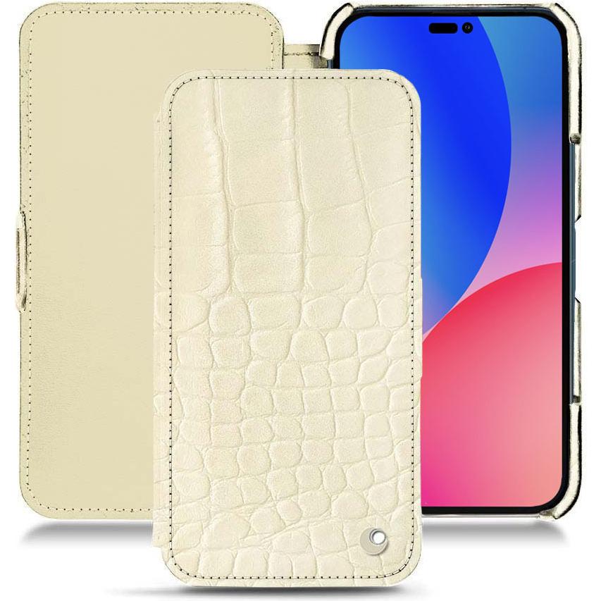 Noreve Lederschutzhülle horizontal (Apple iPhone 14 Pro Max), Smartphone Hülle, Beige