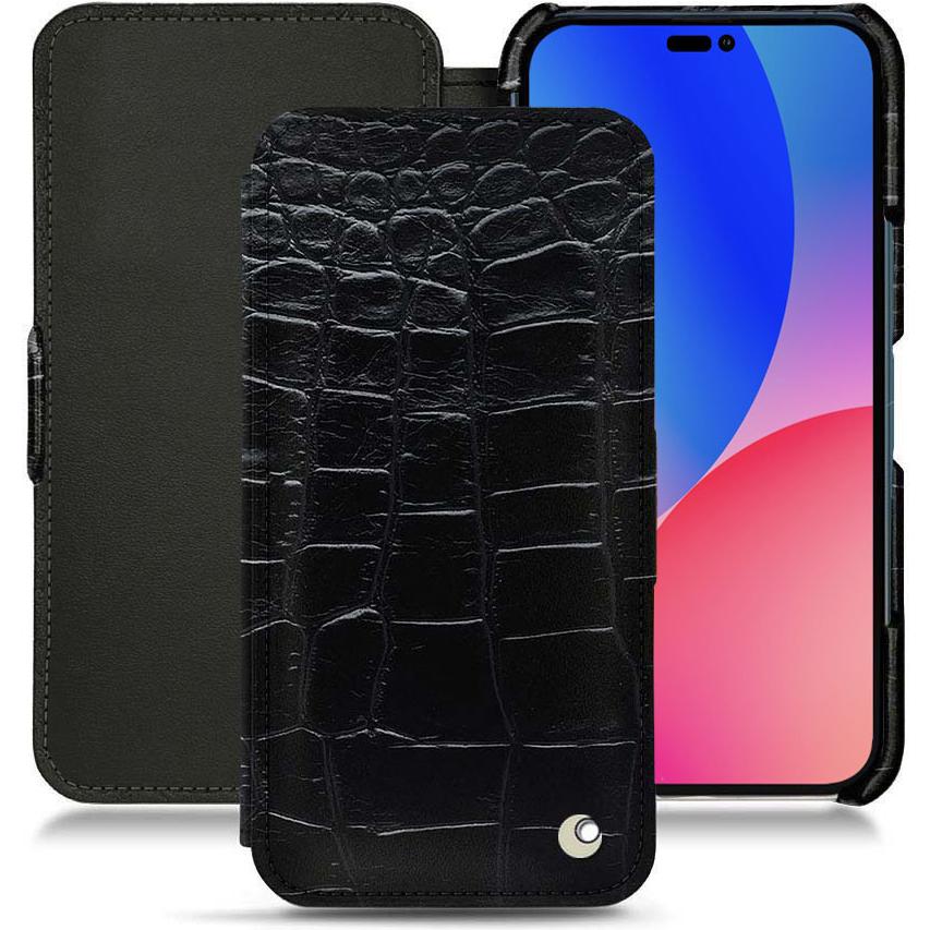 Noreve Lederschutzhülle horizontal (Apple iPhone 14 Pro Max), Smartphone Hülle, Schwarz