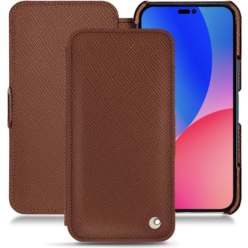 Noreve Lederschutzhülle horizontal (Apple iPhone 14 Pro Max), Smartphone Hülle, Braun