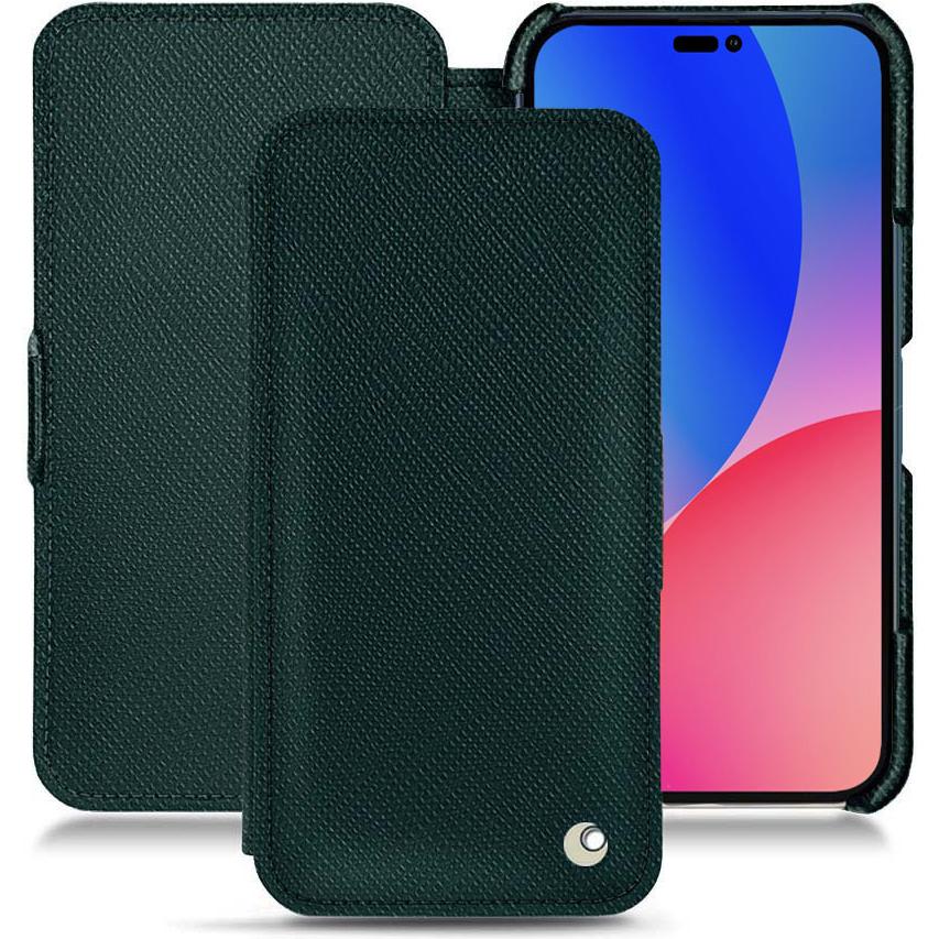 Noreve Lederschutzhülle horizontal (Apple iPhone 14 Pro Max), Smartphone Hülle, Grün