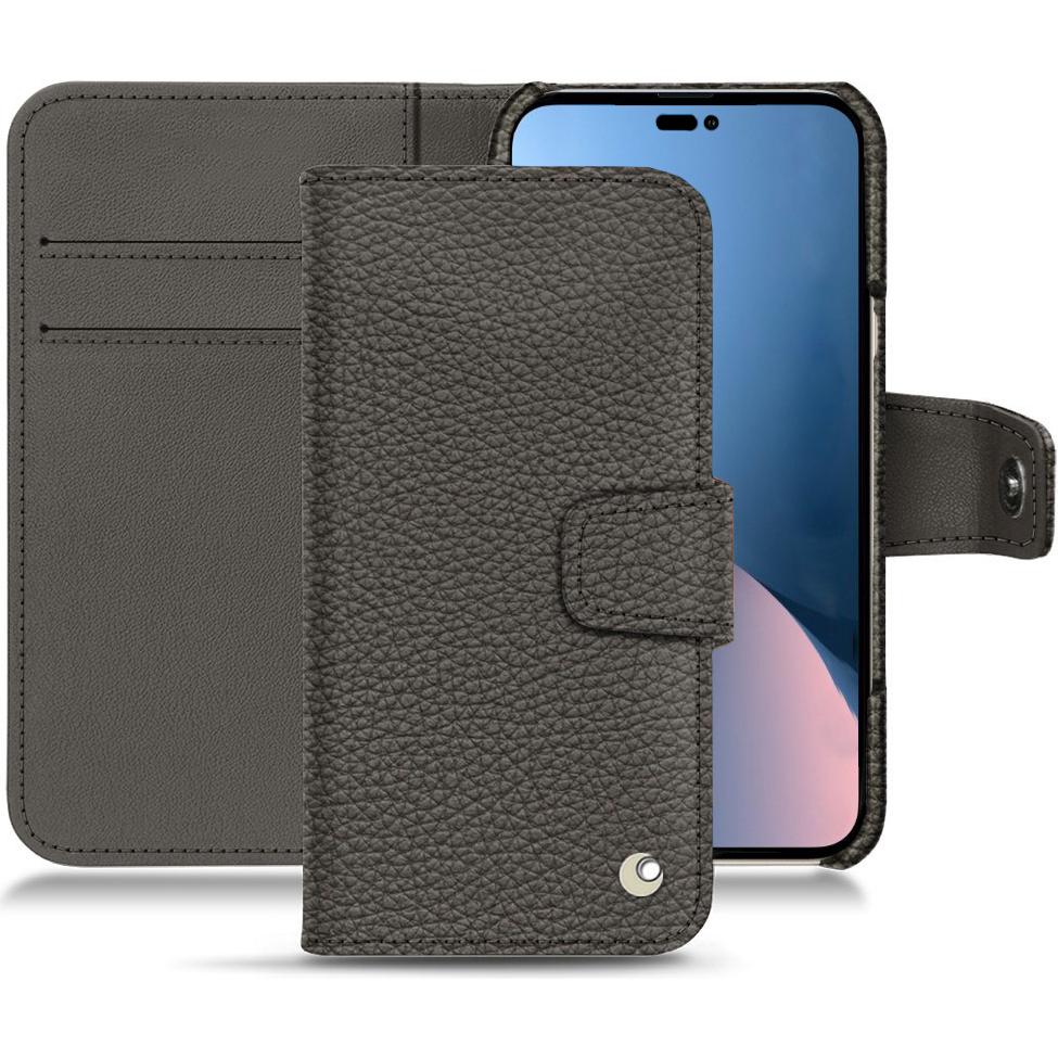 Noreve Lederschutzhülle Wallet (Apple iPhone 14 Plus), Smartphone Hülle, Grau