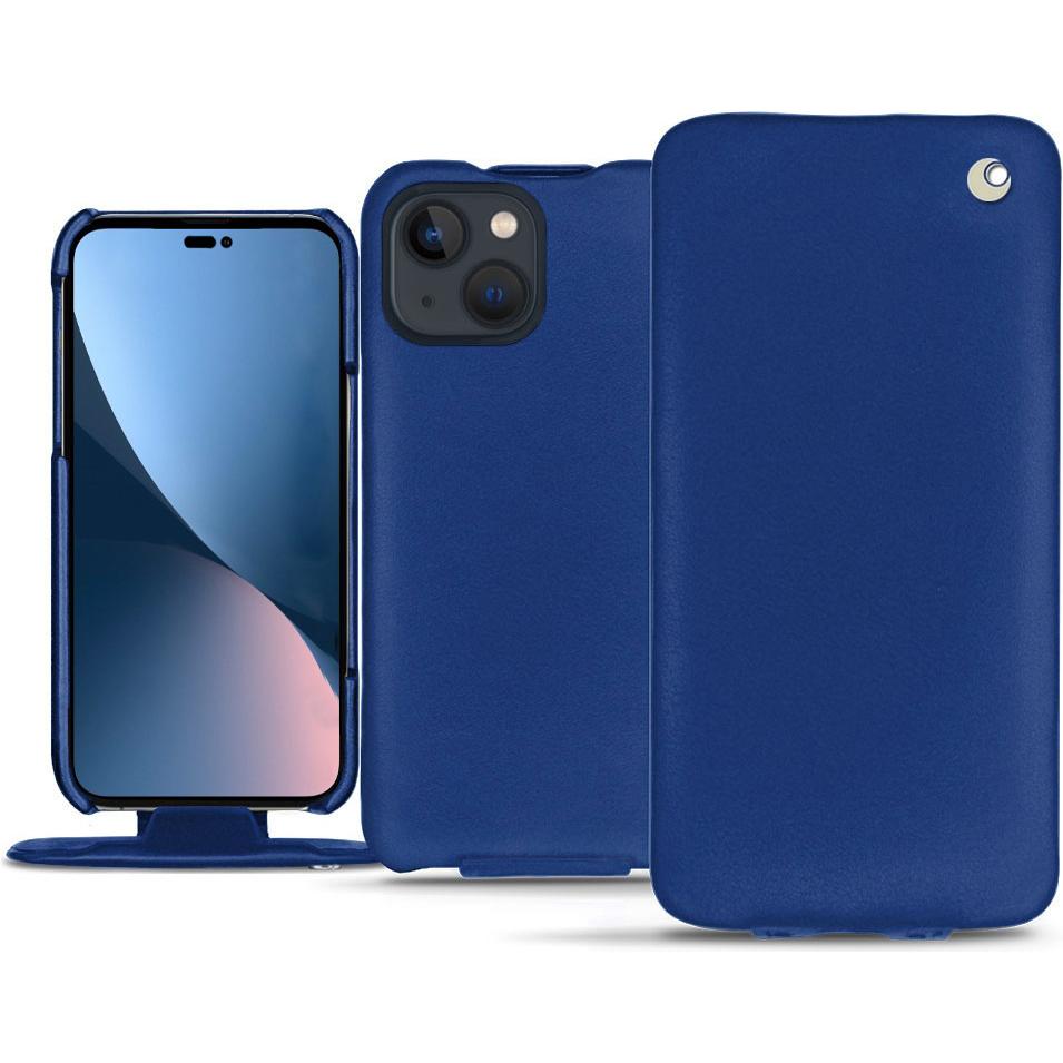 Noreve Lederschutzhülle vertikal (Apple iPhone 14 Plus), Smartphone Hülle, Blau