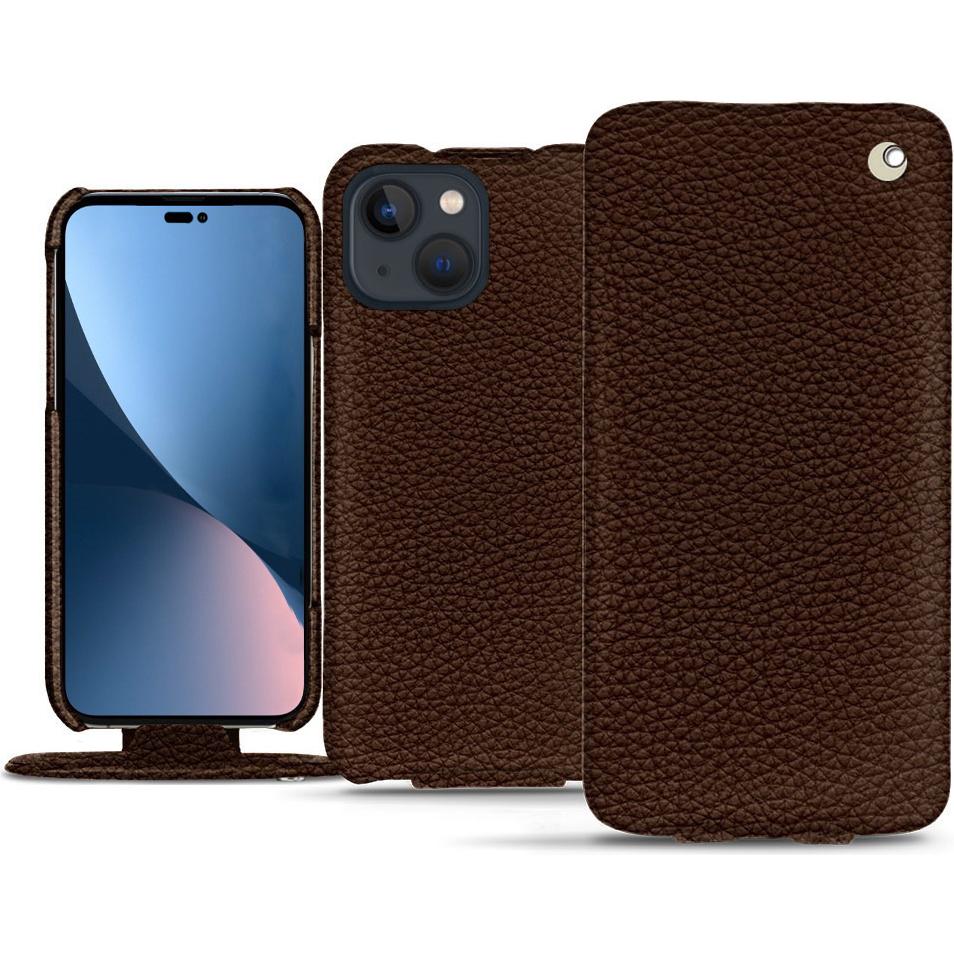 Noreve Lederschutzhülle vertikal (Apple iPhone 14 Plus), Smartphone Hülle, Braun