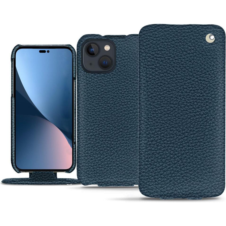 Noreve Lederschutzhülle vertikal (Apple iPhone 14 Plus), Smartphone Hülle, Blau