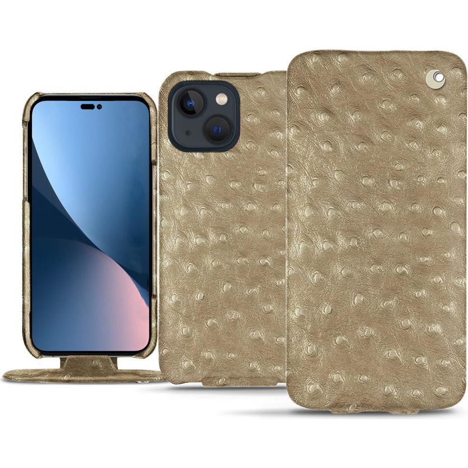 Noreve Lederschutzhülle vertikal (Apple iPhone 14 Plus), Smartphone Hülle, Beige